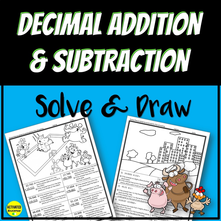 Decimal Operations Adding and Subtracting Decimals Coloring Activity