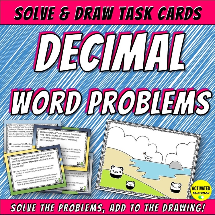 Decimal Operation Word Problem Color By Answer Task Cards