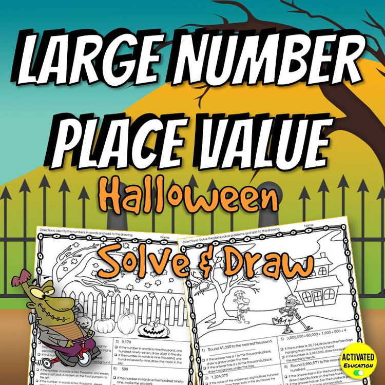 Halloween Large Number Place Value Color By Answer