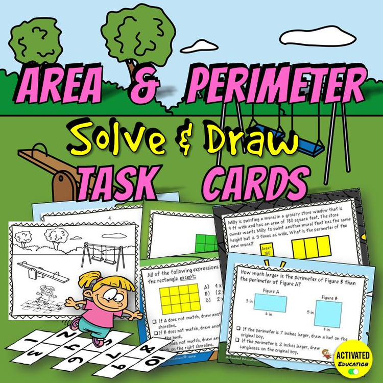 Area & Perimeter Color by Answer Task Cards