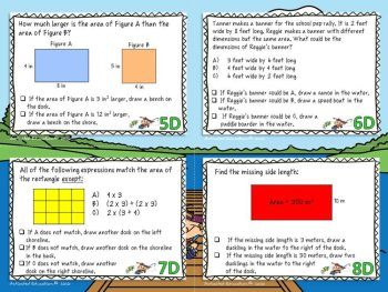 Area & Perimeter Color by Answer Task Cards, image 3