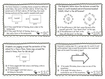 Area & Perimeter Color by Answer Task Cards, image 4
