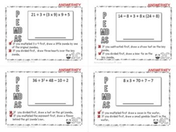 Order of Operations Color By Answer Task Cards, image 4
