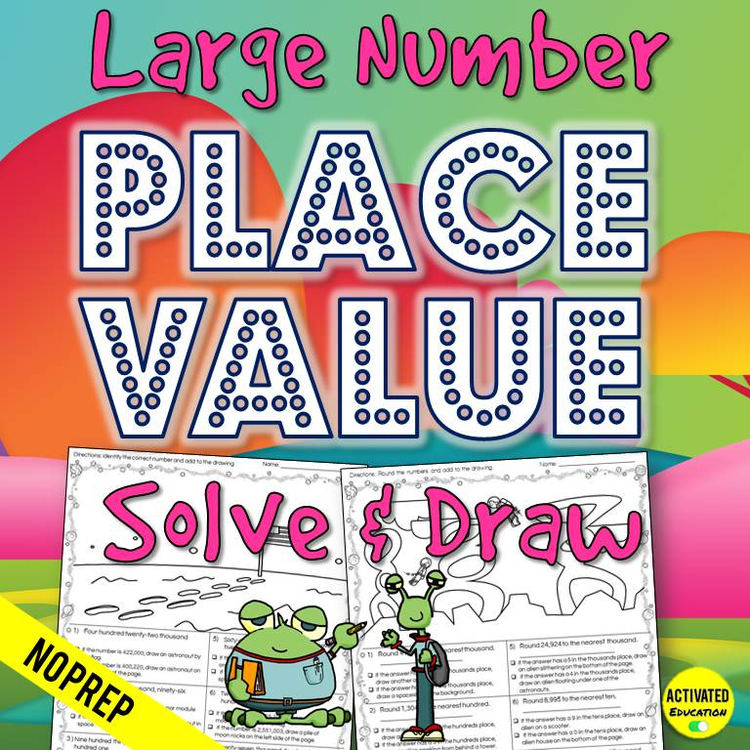 Large Number Place Value Color by Answer | Whole Numbers Math Worksheets