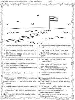 Large Number Place Value Color by Answer | Whole Numbers Math Worksheets, image 2