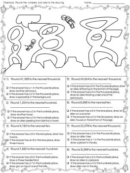 Large Number Place Value Color by Answer | Whole Numbers Math Worksheets, image 3