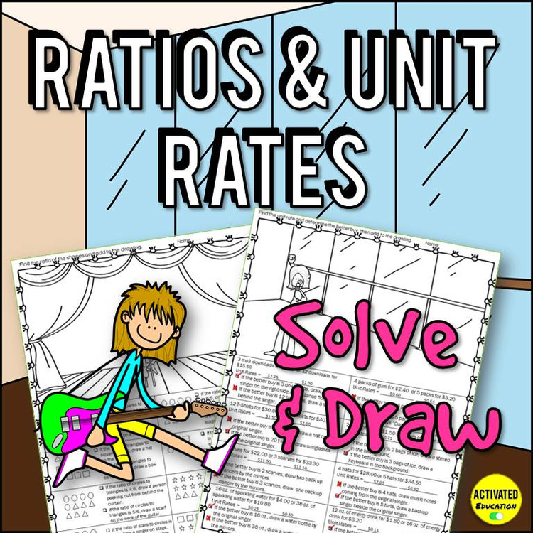 6th Grade Ratios & Unit Rates Color by Answer | Math Review Worksheets | No Prep
