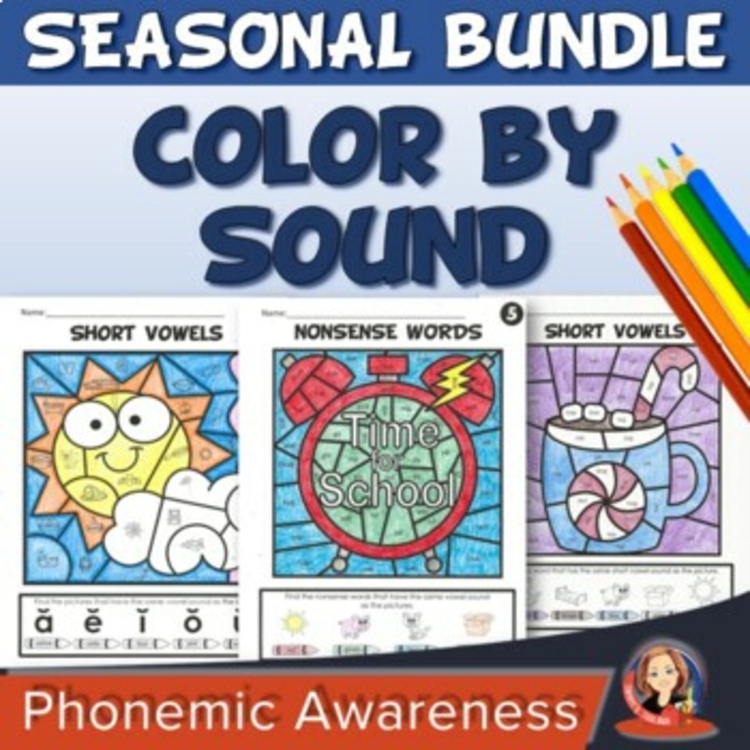 Phonics Color by Sound, Color by Code, Phonics Coloring Pages Bundle
