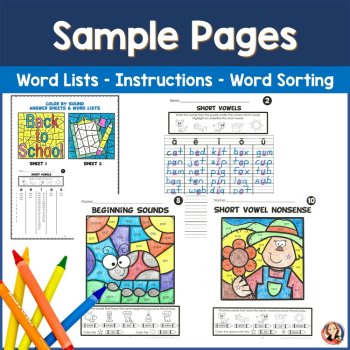 Phonics Color by Sound, Color by Code, Phonics Coloring Pages Bundle, image 3