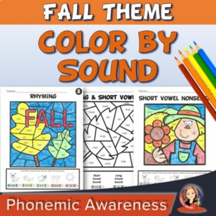 Fall Coloring Pages and Color by Sound Activities for Phonemic Awareness