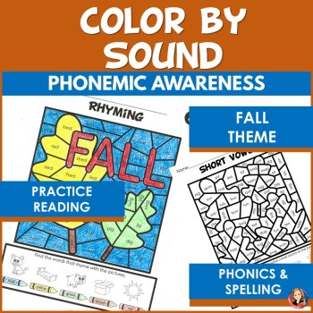 Fall Coloring Pages and Color by Sound Activities for Phonemic Awareness, image 2