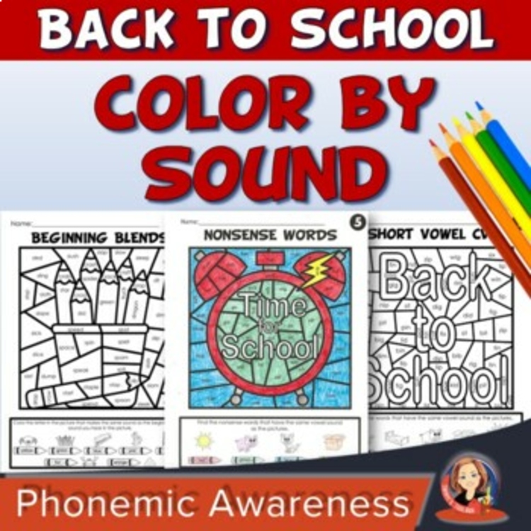 Back to School Coloring Pages and Color by Code for Phonemic Awareness