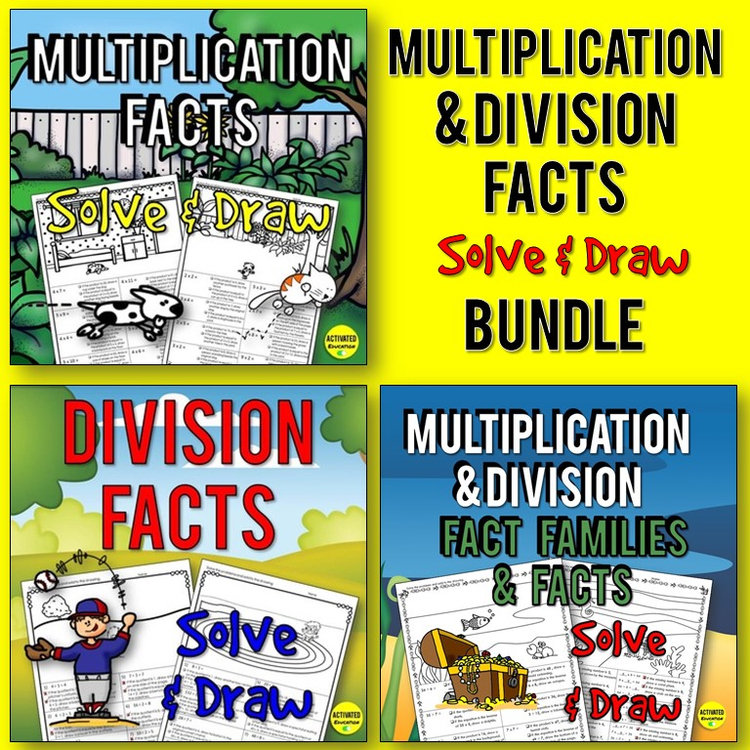 Multiplication & Division Facts Solve & Draw Bundle | Math Fact Practice
