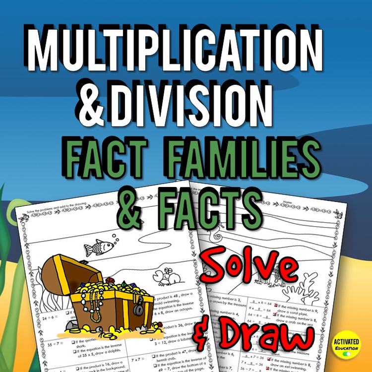 Multiplication & Division Fact Families Solve & Draw | Math Coloring Activity