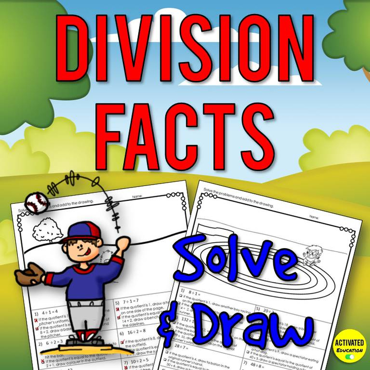 Division Facts Solve & Draw Color by Answer Practice