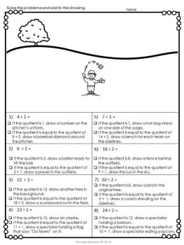 Division Facts Solve & Draw Color by Answer Practice, image 2
