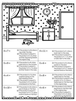 Multiplication Facts Solve & Draw | Multiplication Practice | No Prep Math, image 2