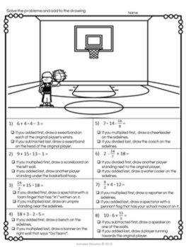 Order of Operations Color by Answer | PEMDAS Math Worksheets | No Prep Practice, image 2