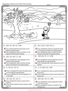 Order of Operations Color by Answer | PEMDAS Math Worksheets | No Prep Practice, image 3