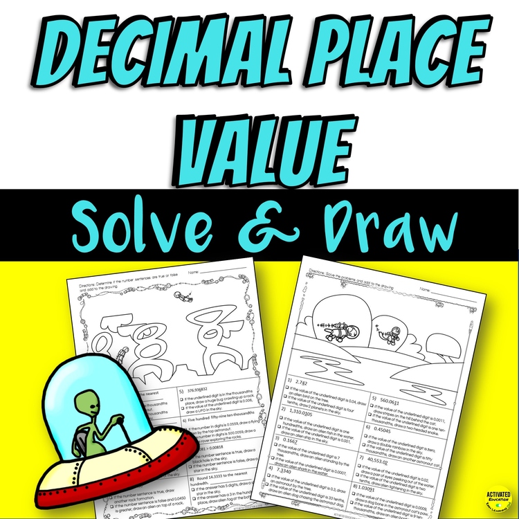 Decimal Place Value Color by Answer | Decimal Number Sense Worksheets | No Prep