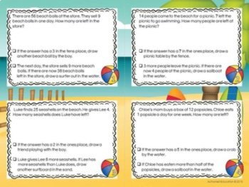 Subtraction Word Problems Task Cards, image 3