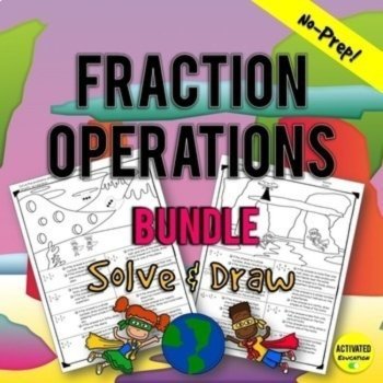 5th Grade Fractions Solve & Draw Bundle | Creative Fraction Practice Worksheets, image 2
