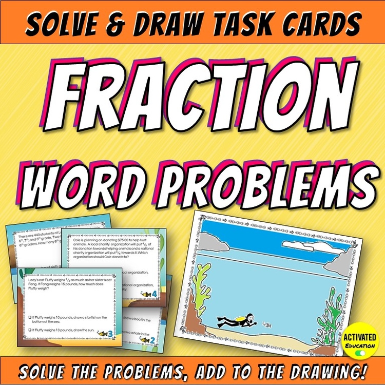 Fraction Word Problem Color by Answer Activity — Creative Solve & Draw Math