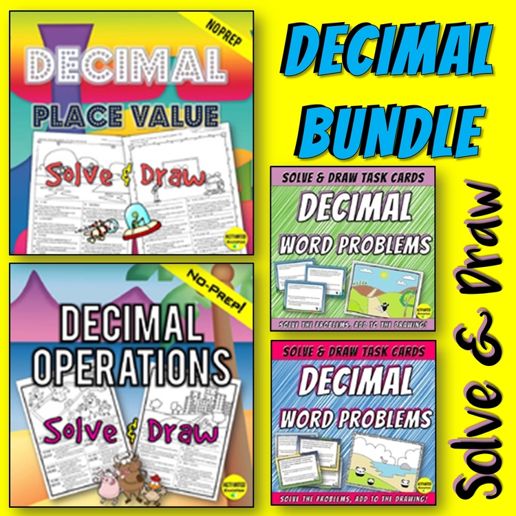 Decimal Operations Solve and Draw Bundle | Creative Math Art Activities