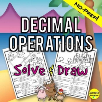 Decimal Operations Solve and Draw Bundle | Creative Math Art Activities, image 3