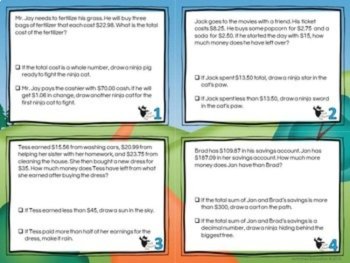 Decimal Word Problems Task Cards, image 3