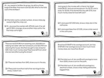 Decimal Word Problems Task Cards, image 4