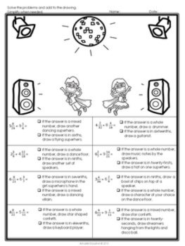 Fraction Operations Solve & Draw | Add, Subtract, Multiply & Divide Fractions, image 3