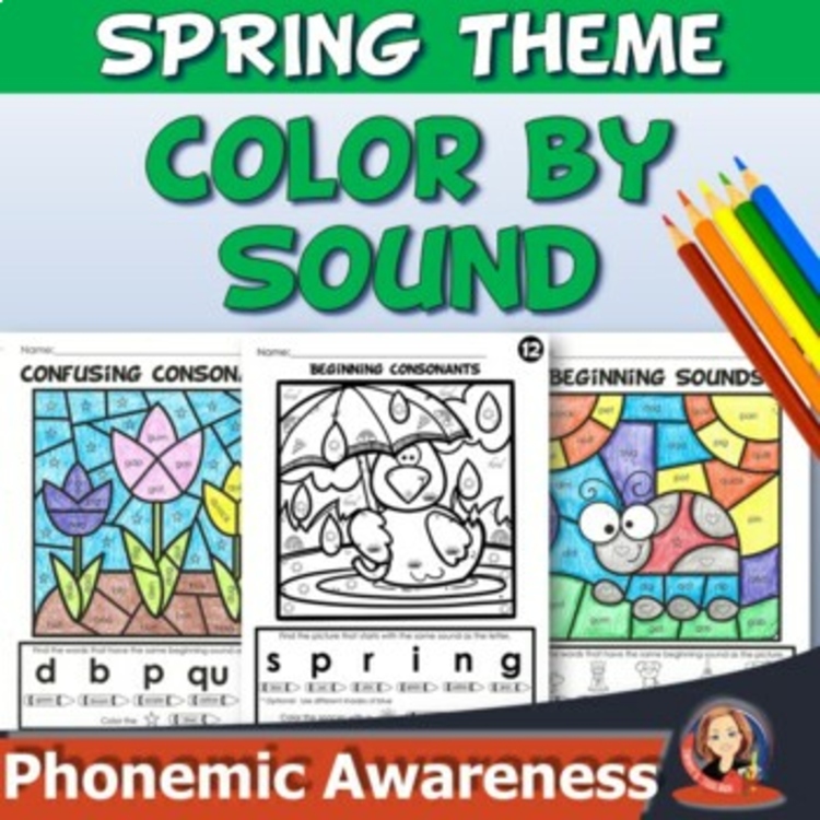 Spring Color by Code Coloring Pages and Phonics Color by Sound Activities