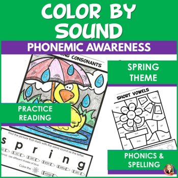 Spring Color by Code Coloring Pages and Phonics Color by Sound Activities, image 2