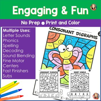 Spring Color by Code Coloring Pages and Phonics Color by Sound Activities, image 3
