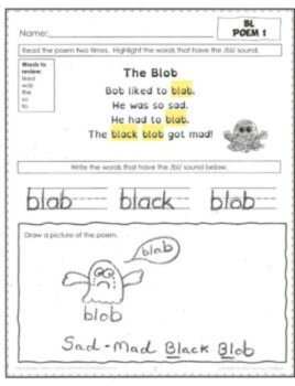 Consonant Blend Decodable Readers Poems and Worksheets, image 3