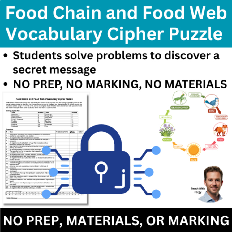 Food Chain and Food Web Cipher Puzzle - Ecology Activity | Ecology Energy Flow