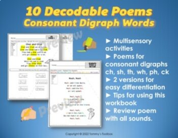 Consonant Digraph Decodable Readers Poems and Worksheets, Decodable Passages, image 2