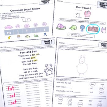 Phonics CVC Decodable Reader Poems & Worksheets | Short Vowel Word Practice, image 4