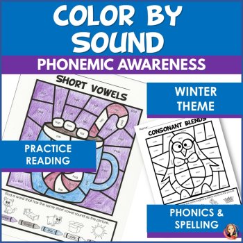 Winter Color by Sound and Color by Code Coloring Pages with Letter Sounds, image 2