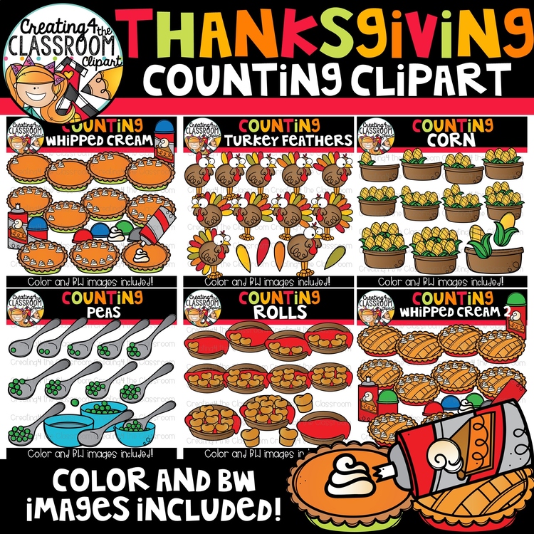 Thanksgiving Counting Clipart Bundle {Thanksgiving Clipart}