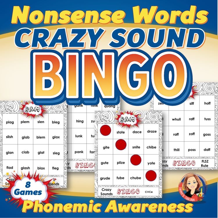 Phonics Bingo Game for Nonsense Word Fluency Practice