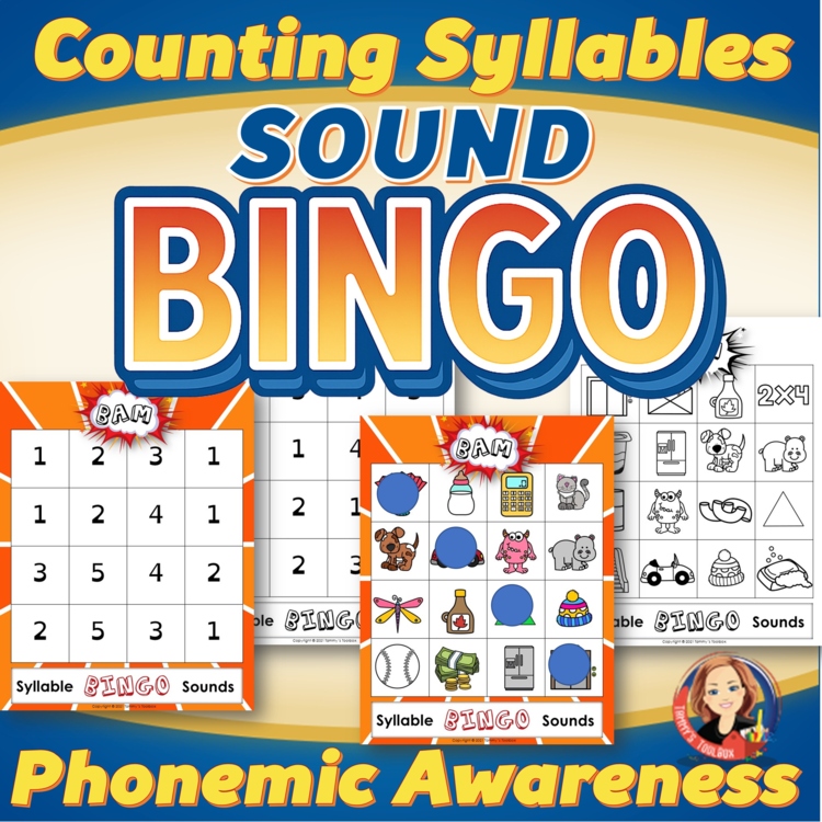 Counting Syllables Bingo Game, Phonemic Awareness Activity