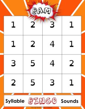 Counting Syllables Bingo Game, Phonemic Awareness Activity, image 2