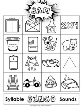 Counting Syllables Bingo Game, Phonemic Awareness Activity, image 4
