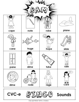 CVC-E Words Phonics Game Bingo for Phonemic Awareness, Magic e Long Vowel Sounds, image 3