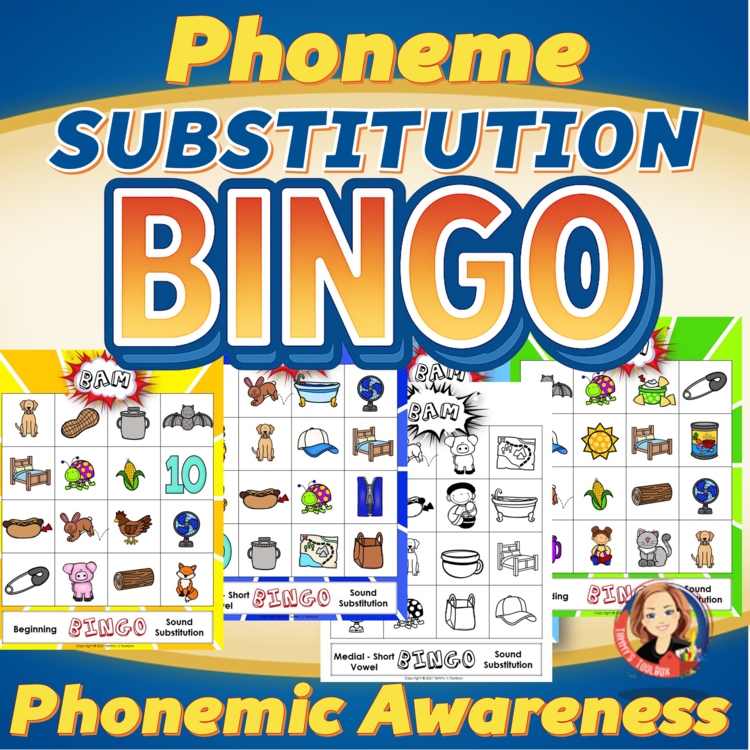Phoneme Substitution CVC Phonics Bingo Game, Alphabet Sounds, Phonemic Awareness