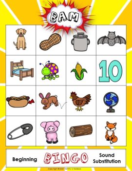 Phoneme Substitution CVC Phonics Bingo Game, Alphabet Sounds, Phonemic Awareness, image 2