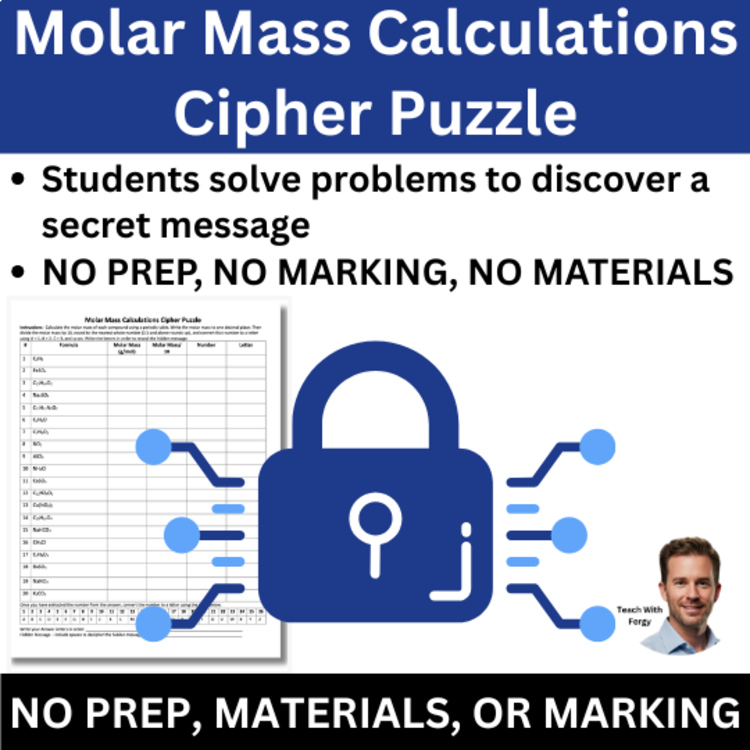 Molar Mass Calculations Cipher Puzzle - Chemistry Activity | Atomic Masses
