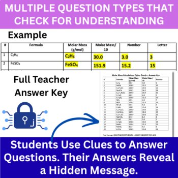 Molar Mass Calculations Cipher Puzzle - Chemistry Activity | Atomic Masses, image 4